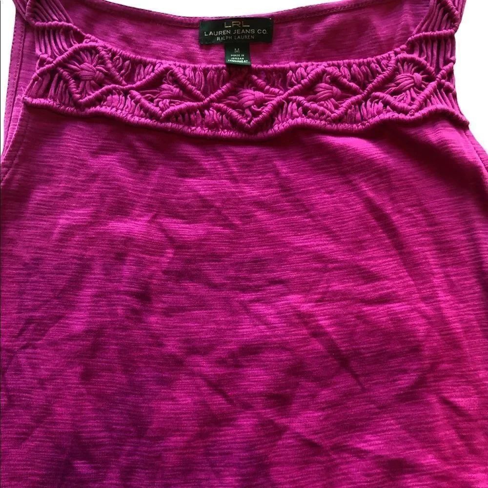 Lauren Jeans Co. Ralph Lauren Sleeveless Blouse Fuchsia Medium woven front neck